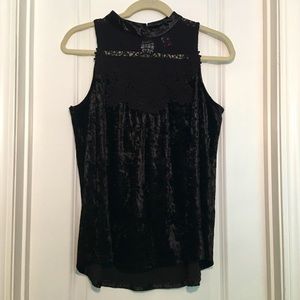 Black Crushed Velvet Mock Neck Tank Top!!!